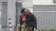 old asian man video: Grandpa Gets A HJ Outdoors