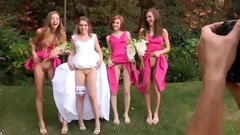 wedding video: Young Bride And Her Bridesmaids Show Their Pussies