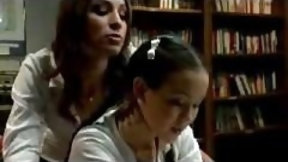 librarian video: Schoolgirl In Skirt Getting Spanked By Other Girl In The Library