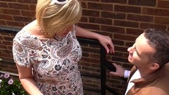 british mature video: Buxom blonde MILF Amy seduces her gardeners big hard cock