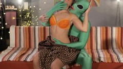 alien video: MOM Lonely housewife gets deep probe from alien on Halloween