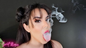 smoking fetish video: Pink lips & tongue tease ~ Sweet Maria