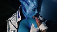 alien video: Blue alien has to make the dude with her sexy assets