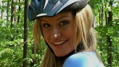 bicycle video: Stunning girl riding her bike & exposing her glorious teen pussy