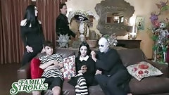 halloween video: Halloween  costume  party ends with creepy family orgy