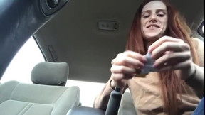 cucumber video: Cute Redhead shops for and uses cucumber