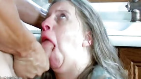 banging video: Fat French milf likes to be fucked in the kitchen by a younger cock
