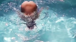 swimming video: Sexy Hungarian undressed hottie Candy being lascivious in the pool
