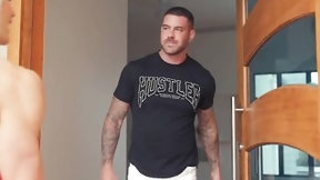 hardbodied video: Muscle barbie walks into wrong abode and gets screwed by owner