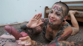 tattoo video: THERE IS NO PLACE FOR YOUR BALLS IN OUR MARRIAGE!:EXTREME BALLS SLAPPING TILL HE CUM