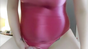 grinding video: One Piece Pink Swimsuit Grind and Huge Cum