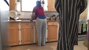arab bbw video: Moroccan Wife Gets Creampie Doggystyle Quickie In The Kitchen