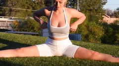 ponytail video: Blake Blossom stretching and flashing tits in public for FTV Girls