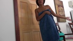 ebony milf video: Ebony MILF babe Annabelle Rey takes a cum shot on her pretty face