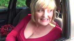 car video: Big tits Granny gives road head oudoors in car meet