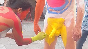 body painting video: New york public body paint