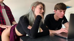 russian amateur video: Sexy russian screwed & facialed next to her gamer BF - Eva Elfie