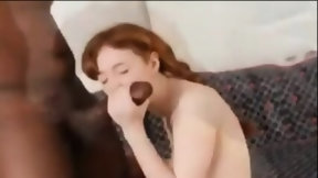 german in threesome video: Cute  petite ginger redhead sucking BBC GingerRacial