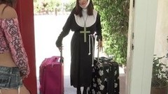 nun video: Slutty Teen Lesbian Fingering and Toying with her Nun Stepsis before 69ing