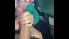airplane video: Pretty teen sucks a big cock on a public plane in front of everybody