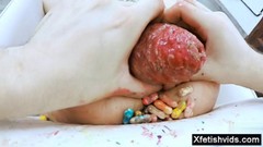 prolapse video: Brutal anal penetration with prolapse anal gapes