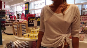 downblouse video: Hot MILF with big tits Downblouse in Public