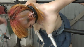 milking machine video: Pierced bitch takes it hard