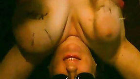 torture video: Tit Thrashing upside down