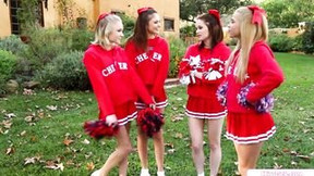 cheerleader video: 4 skinny barely legal cheerleaders lick vagina