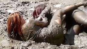 mud video: Two Japan girls in mud