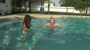 swimming video: Wet Hair Swimming Pool Fun With Ivy Secrety & Sydney Paige (HD 1080p MP4)