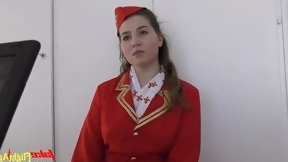 airplane video: Beautiful Stewardess Takes Big Monster Cock