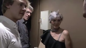 backroom video: Boy and old perverts copulate with sluts in backroom