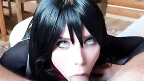 cosplay video: Mikasa Anal Roughly Fucks till Cum inside Mouth point of view -