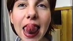 face video: Cute Babe Shows Her Long Tongue