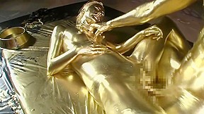 body painting video: Gold Bodypaint Fucking Japanese Porn