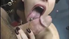 tongue video: hot tongue piercing blowjob