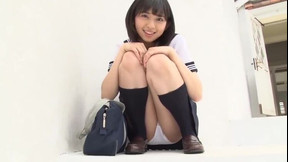 cotton panties video: Japanese schoolgirl in lovely white cotton panties