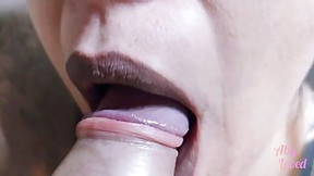 oral video: Experienced woman is gently sucking a rock hard dick in front of the camera, just for fun