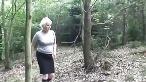 forest video: Slutty girl and grandma are fucking with old guy in the woods