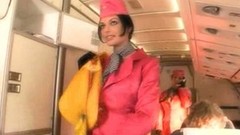 airplane video: Super air hostess sucking pilots big cock