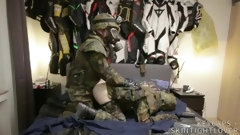 soldier video: Two soldiers relaxing in bed, then fucking
