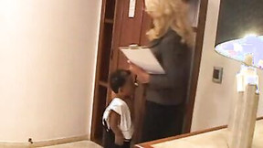 midget video: Blonde MILF Pamela Butt is fucked by a hung midget