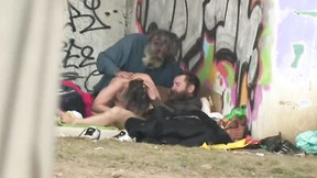 homeless video: Homeless Threesome on Street