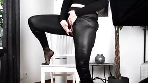 nylon video: You liked the vibrator inside my leggings we did it better this time