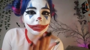 halloween video: Clown girl dildo fuck
