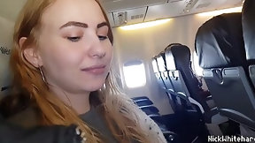 airplane video: Shameless GF gives Public BJ and Handjob during Flight