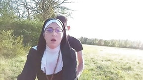 nun video: This nun getting her butt filled with cum before she goes to