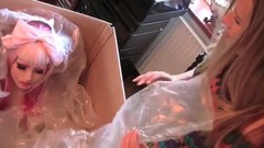 sex doll video: Naughty Tinkerbell unwraps and plays with realistic surprise erotic doll for sexual pussy pleasure
