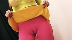 cameltoe video: Huge Breasts Skinny Teen Has Big Meaty Cameltoe Pussy!